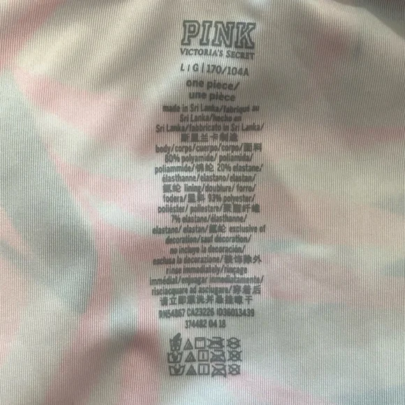 Victoria's Secret Pink Green Pink Tropical Leaf One Piece Swimsuit Size L - Picture 3 of 4